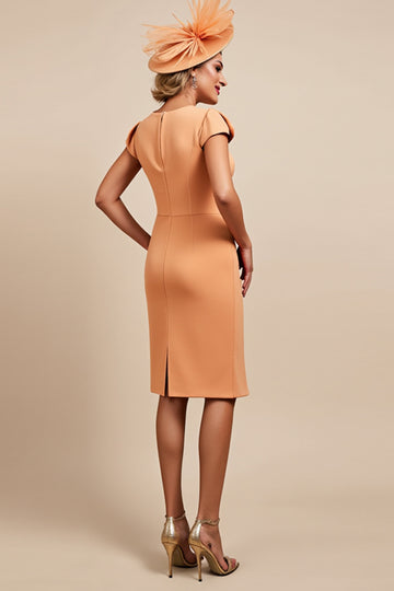 Sunset V Neck Ruched Sheath Mother Of The Bride Dress